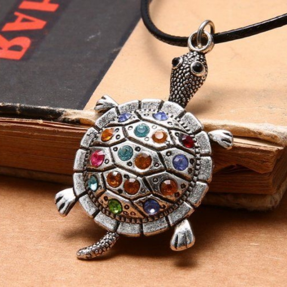Multicolor Silver Sea Turtle Necklace Pendant NEW - Picture 2 of 4